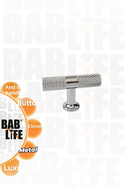 bablife Vetra Chrome Silver Button Metal Luxury Drawer Cabinet Furniture Handles