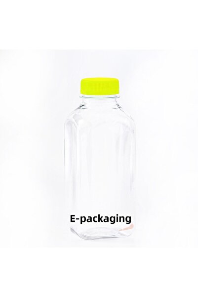 mbkambalaj 500 مل زجاجة مربعة للحيوانات الأليفة وغطاء أصفر (100 قطعة)