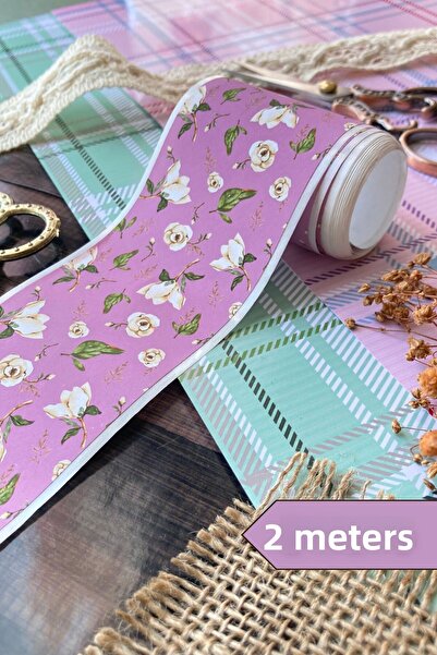 Hume Craft Ταινία Washi με θέμα το λιλά και το λευκό τριαντάφυλλο 2 μέτρων - ...