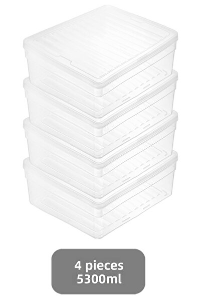 Meleni Home 5300ml Food Preservation Container - Compatible Organizer Set of 4 Deep Microwave with Clear Lid