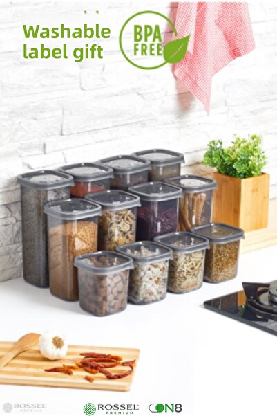 Rossel Premium Luxury Smoked 12-Piece Food Storage Container with Label Gift