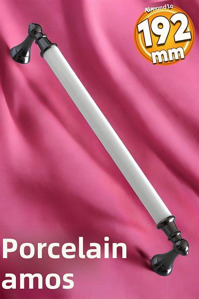 Badem10 Amos (PREMIUM) Porțelan Real Alb Afumat 192 Mm Mobilier Bucătărie Sertar Dulap Mâner Mâner