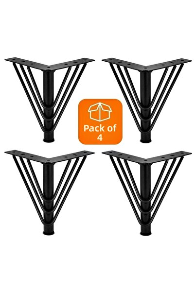 ALBATROS Vanessa 15 cm Metal (4 Pieces) Black Metal Furniture, Cabinet, Armchair, Sofa, Tv Unit Legs