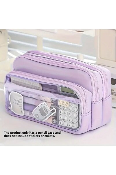 GlassySKY حافظة أقلام ذات سعة كبيرة، منظم مستلزمات مدرسية ومستحضرات تجميل