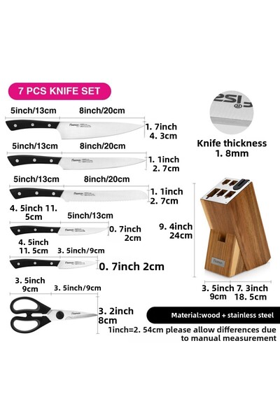 Fissman 7-Piece Knife Set Weimar with Wooden Block with Built-In Sharpener X30Cr13 Steel