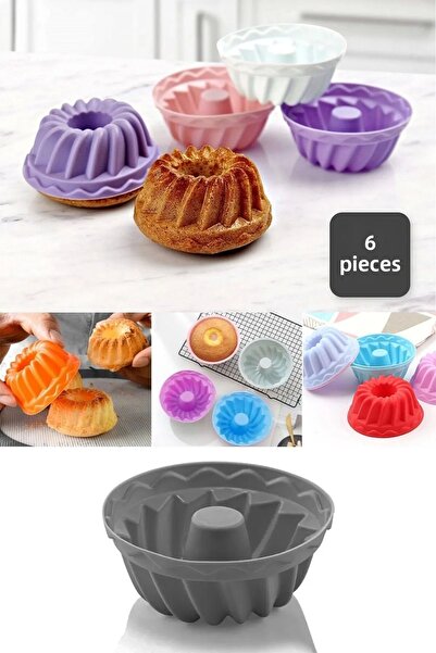 Mutfak Köşesi 6Pcs Silicone Muffin Cake Mold, Reusable Cupcake Browni Cake Mold with Belly, Colorful