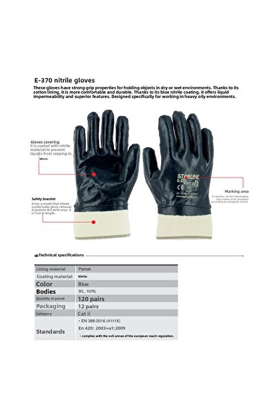 NZB Petrolcuer Work Gloves Nitrile Coated Size 10 XL Size Thick Protection Construction Industry Hand Gloves