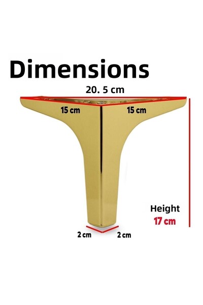 Badem10 Mobilier de lux Sedef Canapea Unitate TV Consolă Picior de scaun 17 Cm Picioare Aurii 4 Bucăți