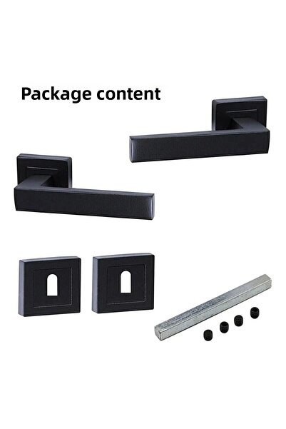 Yale Lama Square Rosette Matte Black Room Door Handle / 1 Set (2 PCS-FRONT AND REAR)