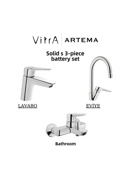 Artema Solid S Battery Set - 3-Piece Bathroom-Washbasin-Sink