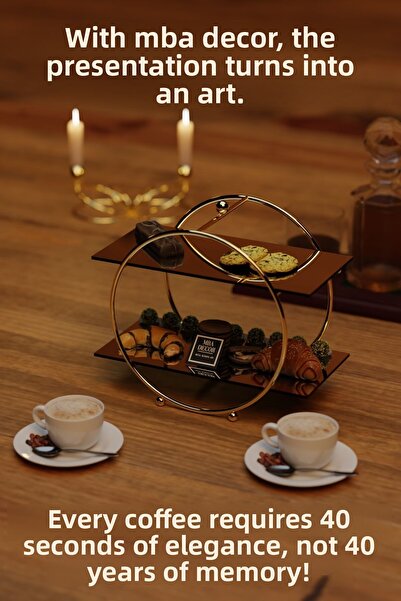 mba decor metal bending art منظم هدايا تزيين جانبي للقهوة بمرآة ذهبية دائرية،...