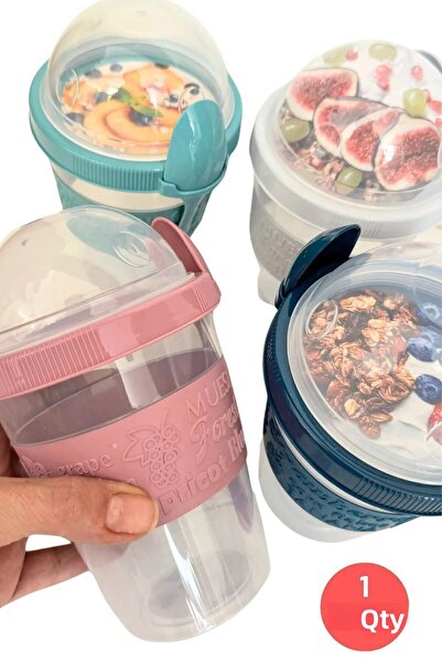 LEON LİFE Leon Life Take'n Go - 600ml Yogurt and Faucet Set with Lid and Spoon