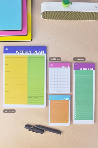 Munu Note Munu Planner - مجموعة مخططة مكونة من 4 قطع - ملونة (WEEKLY PLAN - T...