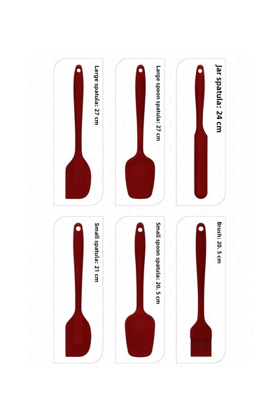 Carat Home 6-Piece Black Silicone Spatula Set - Heat Resistant, Fireproof and Non-Stick