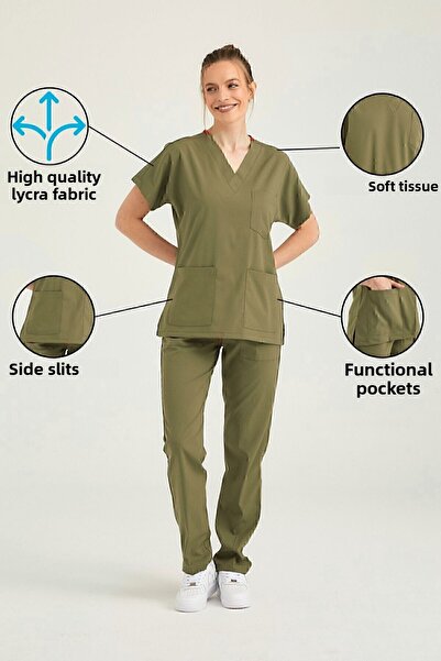 Pozitif Üniforma Χακί Lycra Nurse Jersey Κάτω Κορυφαίο Χειρουργικό Τρίψιμο Ομοιόμορφο Χειρουργικό Τζέρσεϊ