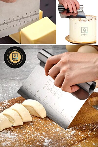 QNİAY Stainless Steel Dough Cutting Apparatus Steel Scale Cutter Scraper Pastry Cake Shaping Spatula