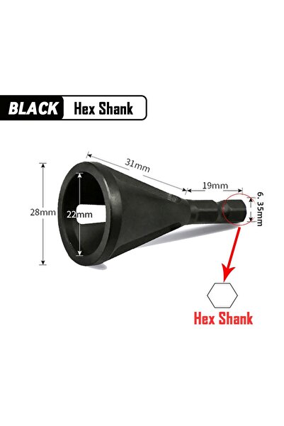 Choice أداة تشذيب خارجية سداسية الشكل سوداء اللون، مثقاب تشذيب مثلثي معدني سداسي الشكل للفولاذ المقاوم للصدأ