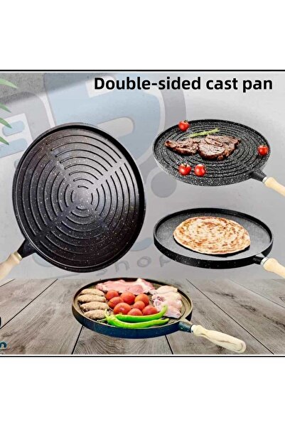 BİMOTE 36.CM DOUBLE SIDED CAST GRILL AND LOOK PAN