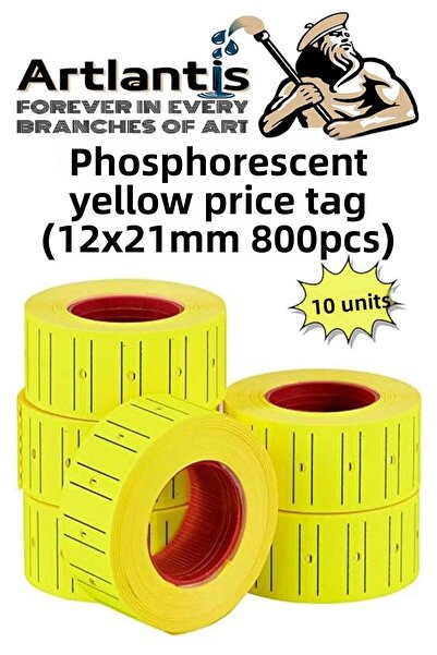 Artlantis Etichetă de preț galbenă 10 pachete de 800 bucăți 12x21mm Etichetă ...
