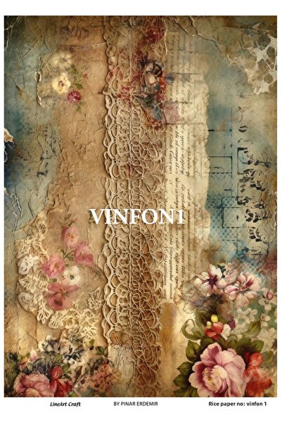 LİNEART Vi̇nfon Series Brass Decopage Paper 29X42Cm No:Vinfon1
