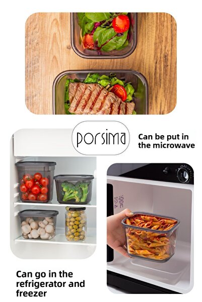 Porsima 1023 Rectangular Multi-Purpose Food Food Storage Container Set with 12 Labels and Lid