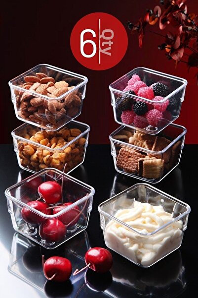 Nandy Home Transparent Color 6 Pieces Clear Breakfast, Sauce Bowl and Snack Bowl Set