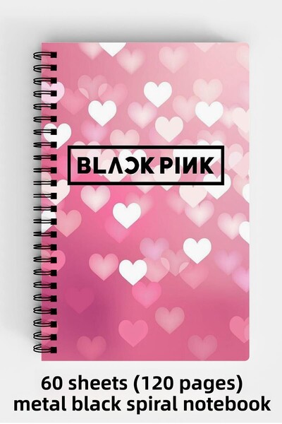 Anime Marketi دفتر ملاحظات حلزوني الغلاف الصلب A5 مصمم باللون الوردي الأسود 1...