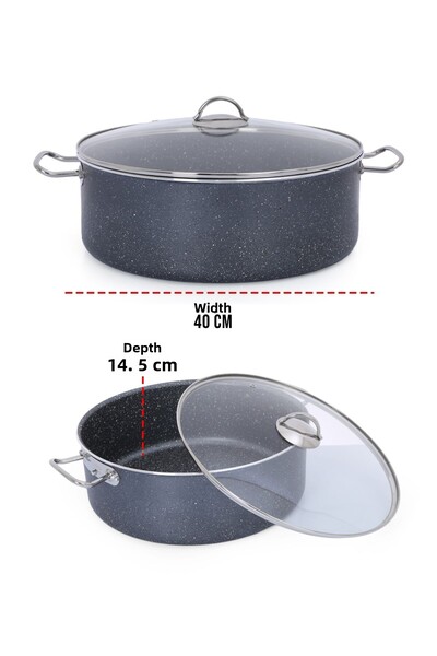 FİTHOME Large Size Deep Casting Granite Fireproof Non-Stick Industrial Food Pot