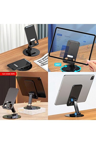 VİZYON حامل هاتف مكتبي بتصميم قناة تبريد بقاعدة معدنية 360 درجة