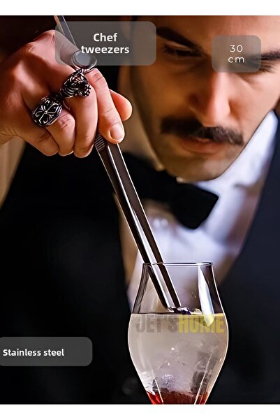 Jet's Home Stainless Straight Tip Clear Tweezers - Steel for Kitchen and Tongs, 30 cm