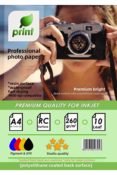 PRİNT إبسون L382 260 Gr A4 ورق صور لامع ممتاز 10 Yp