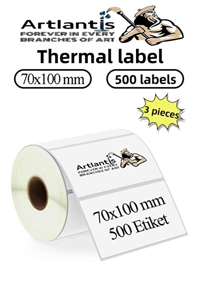Artlantis 70X100 mm Barcode Label Adhesive 3 Pieces Roll Label Thermal Barcod...