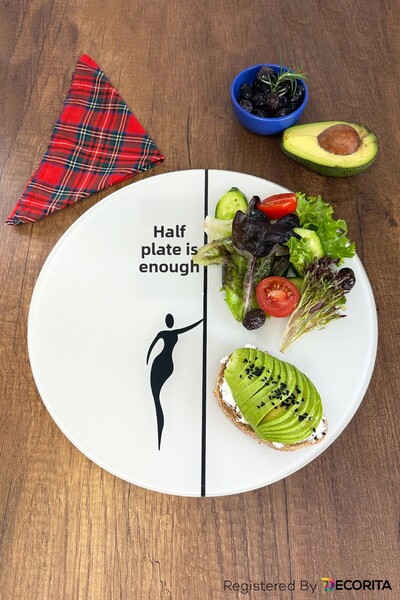 Decorita Glass Diet Plate| Glass Presentation Plate| Half Plate Enough| Diameter 32cm