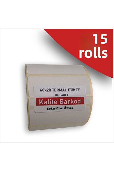 Kalite Barkod ملصق حراري 60x20| 15 لفة من ملصقات الباركود