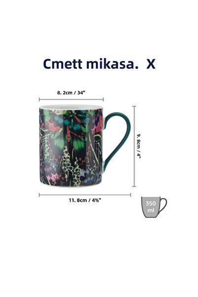 MIKASA Mksamugbfly Sarah Arnett Porcelain 300ml Flat Sided Mug Butterfly