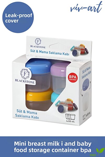 Vivart 4-Piece 50ml Mini Mother Baby Milk and Food Baby Organic Nutrient Scale Leak-Proof Storage Container with Lid