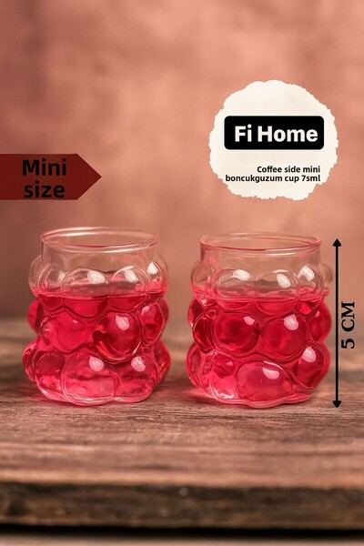 Fİ HOME Set of 6 Coffee Grape Mini Glasses - 75ml Glasses