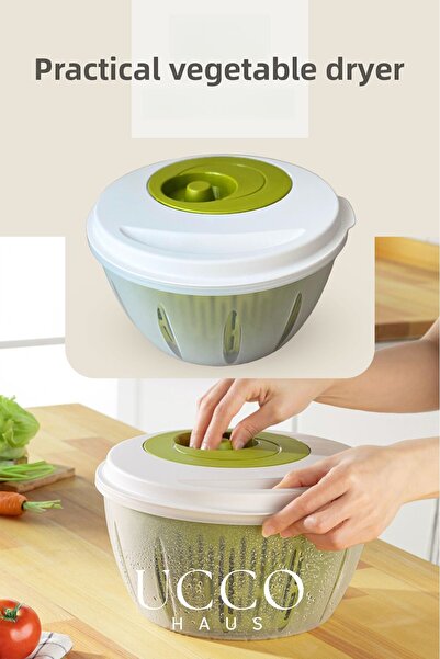 UCCO مجفف سلطة عملي باللون الأخضر، وعاء تجفيف الخضروات، مساعد المطبخ مع ميكان...