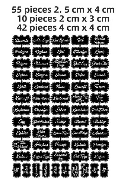 Nurline Negru 107 buc Etichetă-adeziv pentru borcane de condimente-bacili-nuci