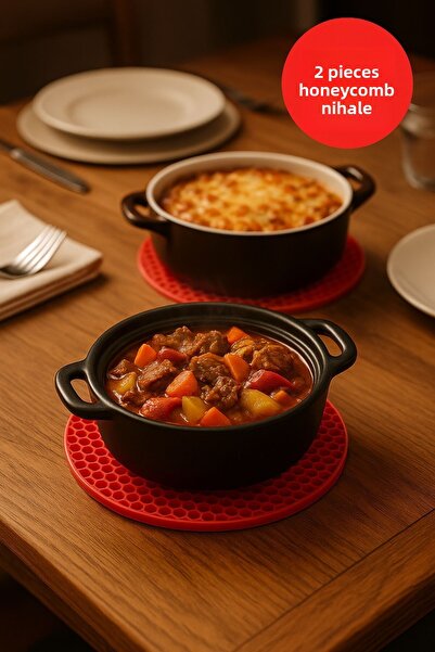 TOYFEST Pack of 2 Non-Slip Bottom Heat Resistant Silicone Trivets – 18 cm