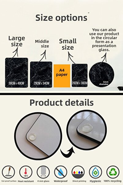 Decorita Kitchen Rules - Blackboard Look |   Glass Cutting Board - Glass Cutting Board |   20cm X 30cm