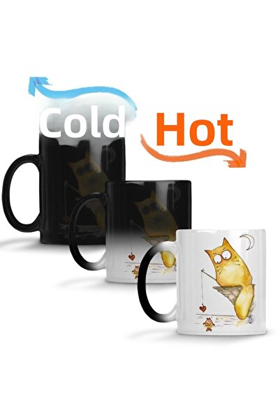 Baskı Dükkanı كوب سحري من البورسلين بعنوان "التفكير في الحب".