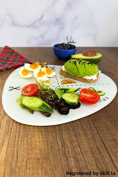 Decorita Glass Diet Plate| Glass Presentation Plate| Portion Plate - Avocado Visual| 32cm x 35cm