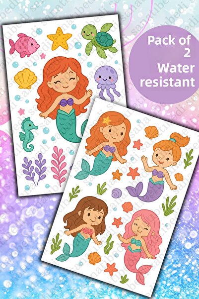 sanatıbedi Pachet de 2 autocolante Mermaid Ocean - Autocolant rezistent la ap...