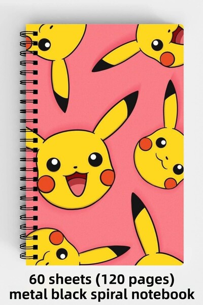 Anime Marketi Pikachu Designed A5 Spiral Hard Cover Notebook 120 Sheets
