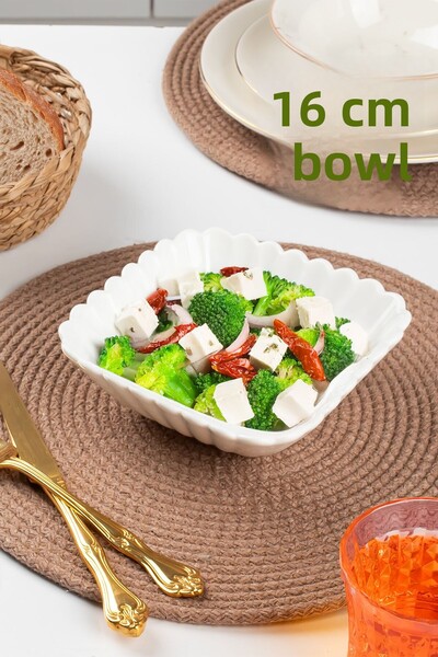 Porsima Opal Glass Bowl 1750N - Deep Presentation, Soup Serving, Square Plate 16 cm