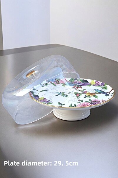 Pinkev Flora 13 Piece Ceramic Cake Cake Serving Presentation Plate Dish Set Set