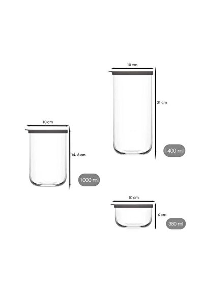 LAV Storage Container 12 Pieces - Glass Jar Food Storage Container Set Gray 3 Sizes