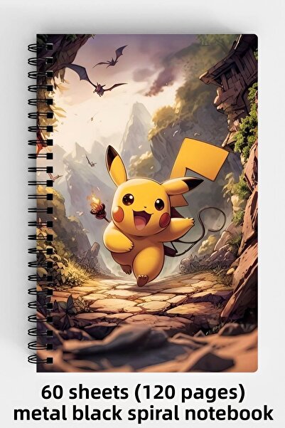 Anime Marketi Pokemon Pikachu Designed A5 Spiral Hard Cover Notebook 120 Sheets
