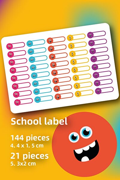 Varyant 165 قطعة من الملصقات المدرسية - الوحش - دفتر الملاحظات - ملصق الكتب -...